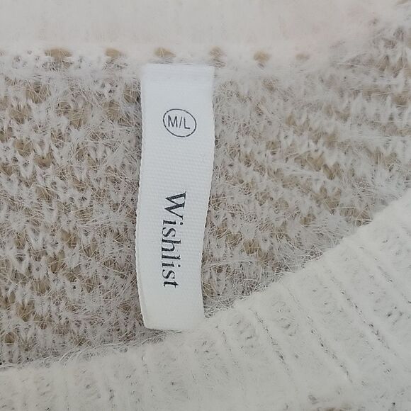 Cream Cheeta Eyelash Sweater Size L - Picture 5 of 6